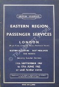 Book cover of Passenger Services [Winter Timetable] - London (King's Cross, Liverpool Street, Fenchurch Street) Eastern Counties, East Midlands, The North, 11th September 1961 to 17th June 1962 by British Railways Eastern Region